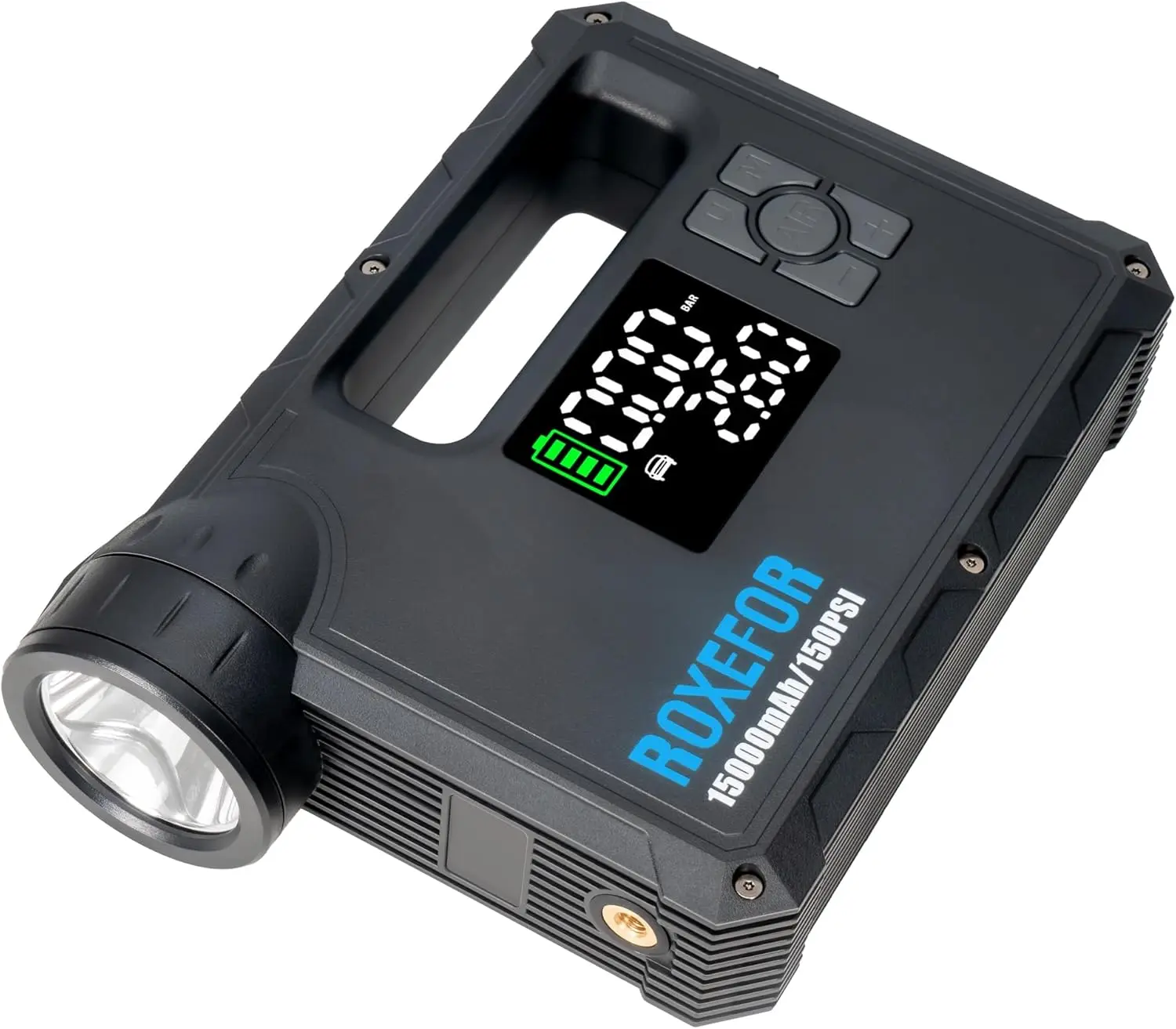 

150 PSI Portable Tire Inflator, 4X Fast Air Compressor with Digital Gauge, 15000mAh Battery & Flashlight | Smart Auto-Shutoff fo