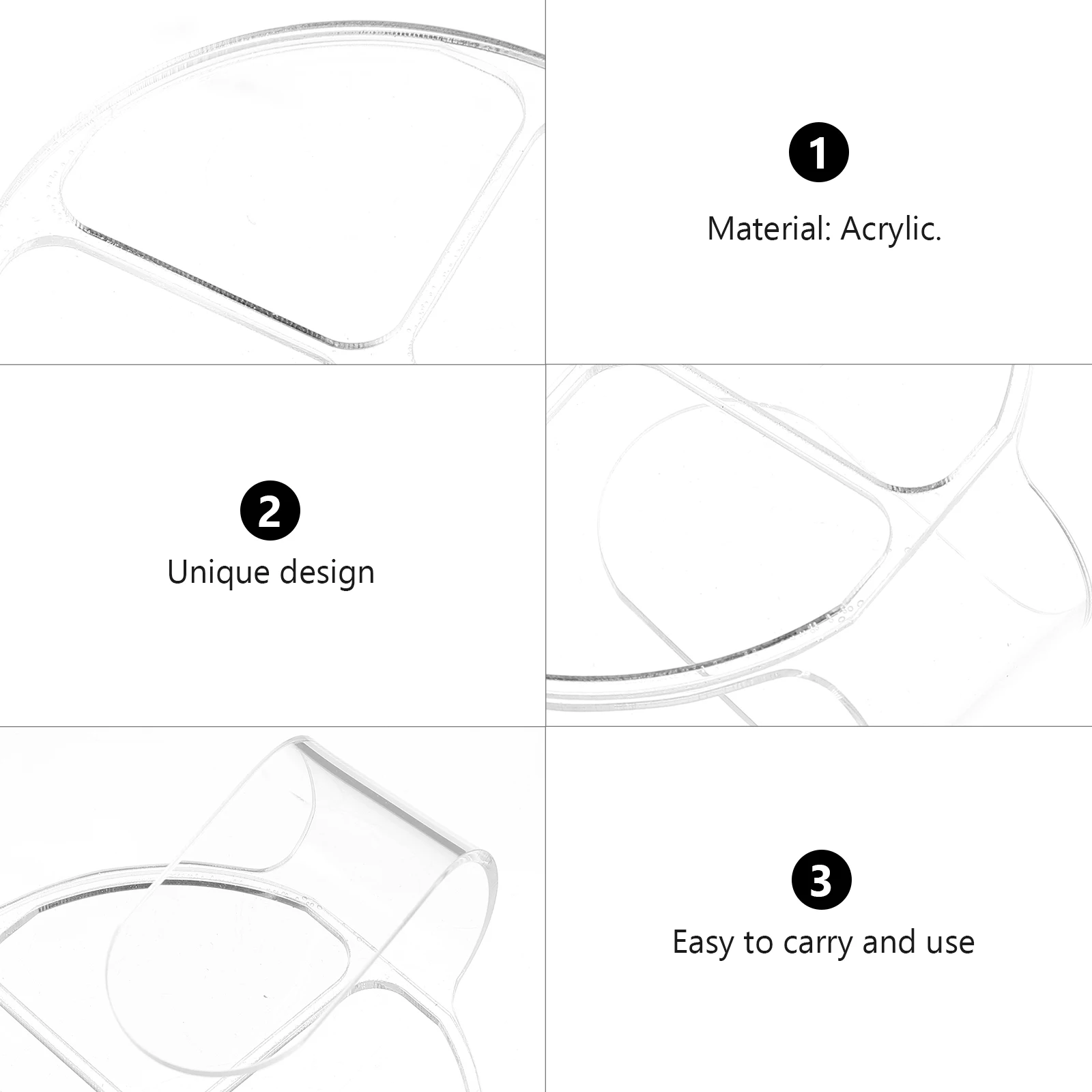 

Acrylic Makeup Mixing Handheld Color Trays Transparent Nail Art Cream Foundation Liquid