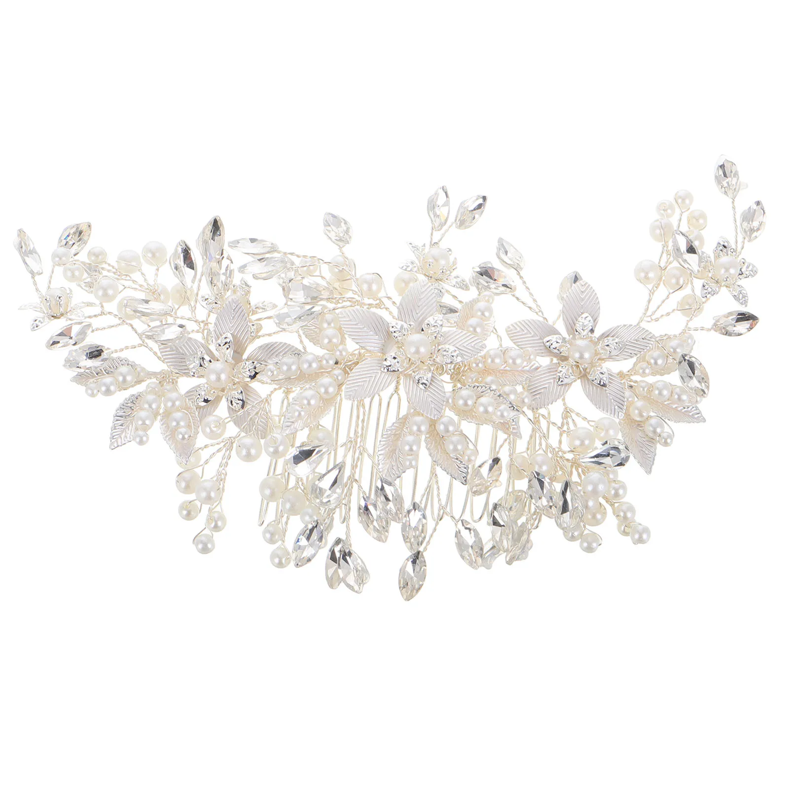 

Hair Clip Pearl Crystal Comb Bridal Accessories Bride Leaf Pins Silver Blue for Wedding Jewelry