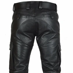 Men Pants PU Leather Party Costume Pencil Pants Plus Size Fit Elastic Goth Hip Hop Motorcycle Trousers Punk Retro