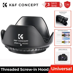 K&F Concept Threaded Screw-in Camera Lenses Hood Universal Cleaning Cloth Hood for Nikon Canon Leica Sony Sigma Fujifilm Lenses