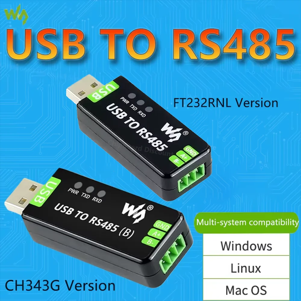 

Промышленный преобразователь последовательного порта USB в RS485 Waveshare, модуль связи RS485, FT232RNL/CH343G