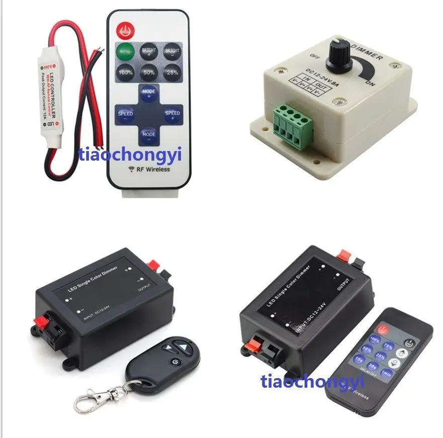 

DC12-24V Single Color RF Wireless Dimmer Remote Controller Led Strip 5050 3528