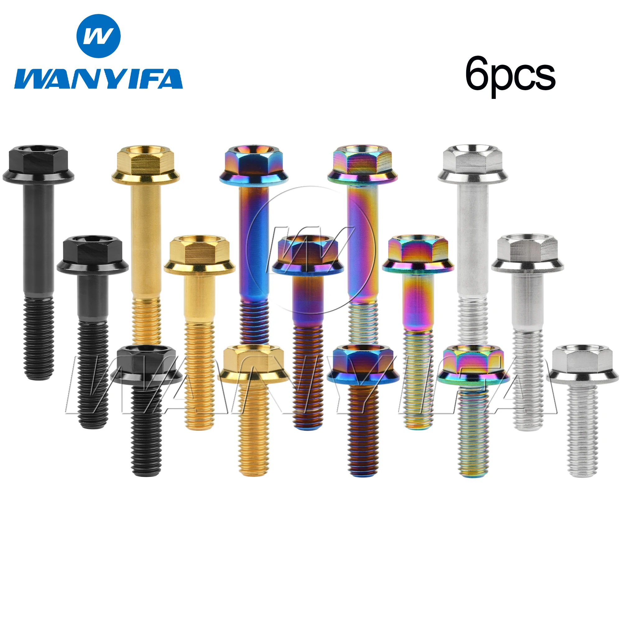 

Wanyifa 6pcs Titanium Bolt M8x15 20 25 30 35 40 45 50 55mm DIN6921 Flange Hex Head Screws for Cycling Motorcycle Part