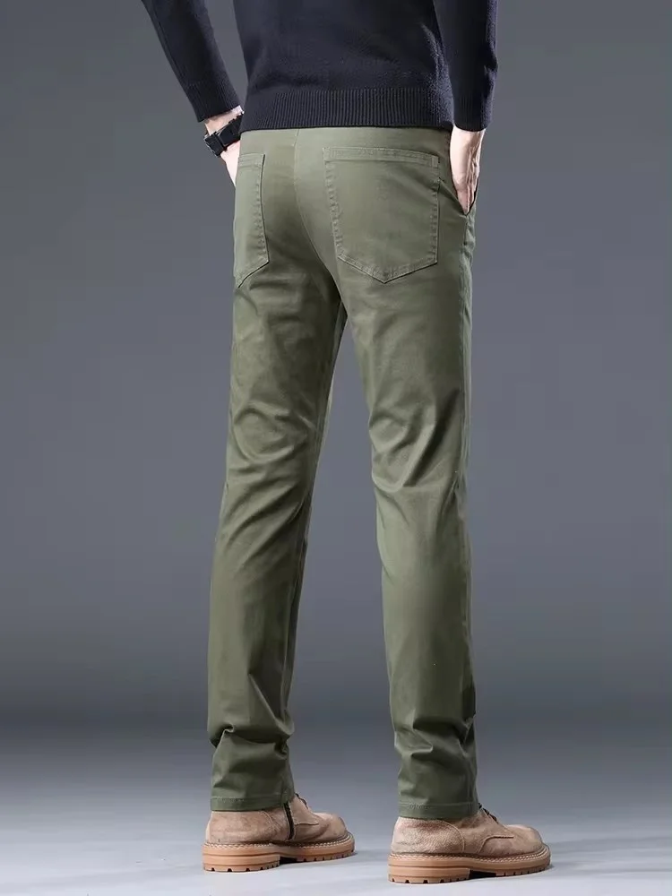 98%Cotton Autumn New Men\'s Business Casual Pants No-iron Straight Elastic Fashion  Trousers Classic Male Baggy Pants 4 Colors