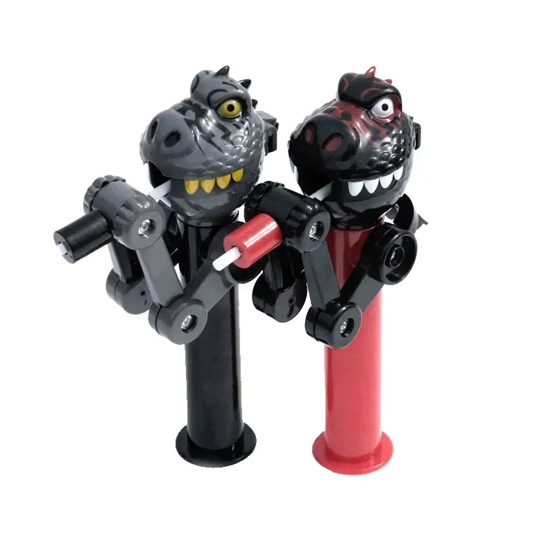 

4 Pcs Black Eat Lollipop Robot Dinosaur Lollipop Holder Relax Toy Cute Creative Gifts For cat catnip Holder Big Mouth Dinosaur