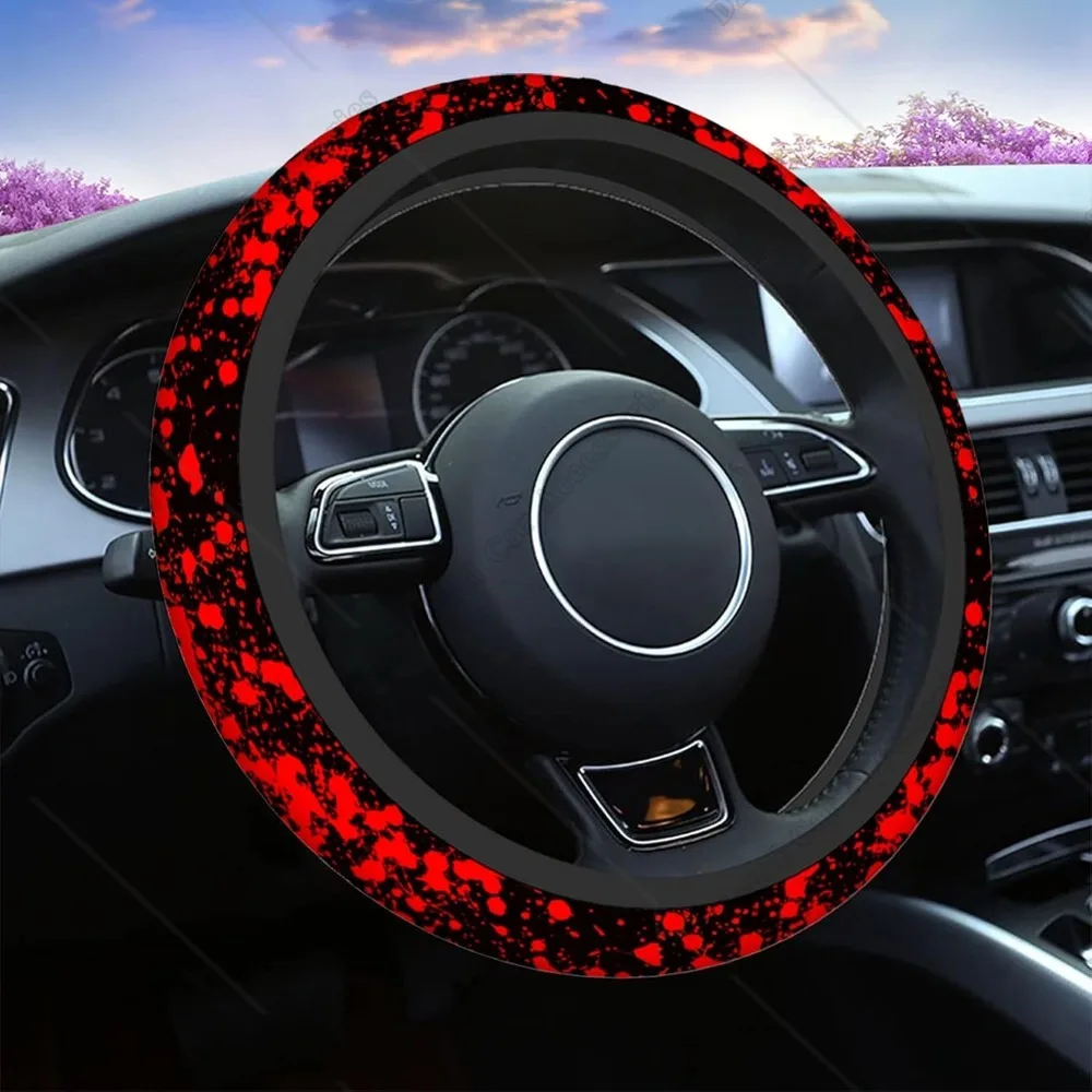 Red Bloody Steering Wheel Covers 15 Inch Mysterious Bloody Paint Splashes Universal Fit Most Car SUV Steering Wheel Protector