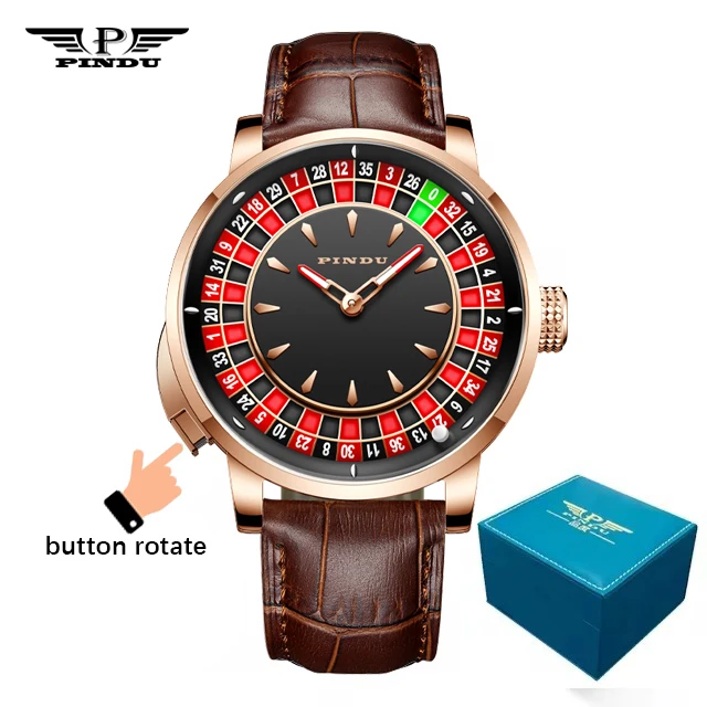 PINDU Horloge Topmerk Luxe Verbeterde Versie Knop Roulette heren Mechanisch Horloge Roestvrij Staal NH35A Saffierglas Horloge