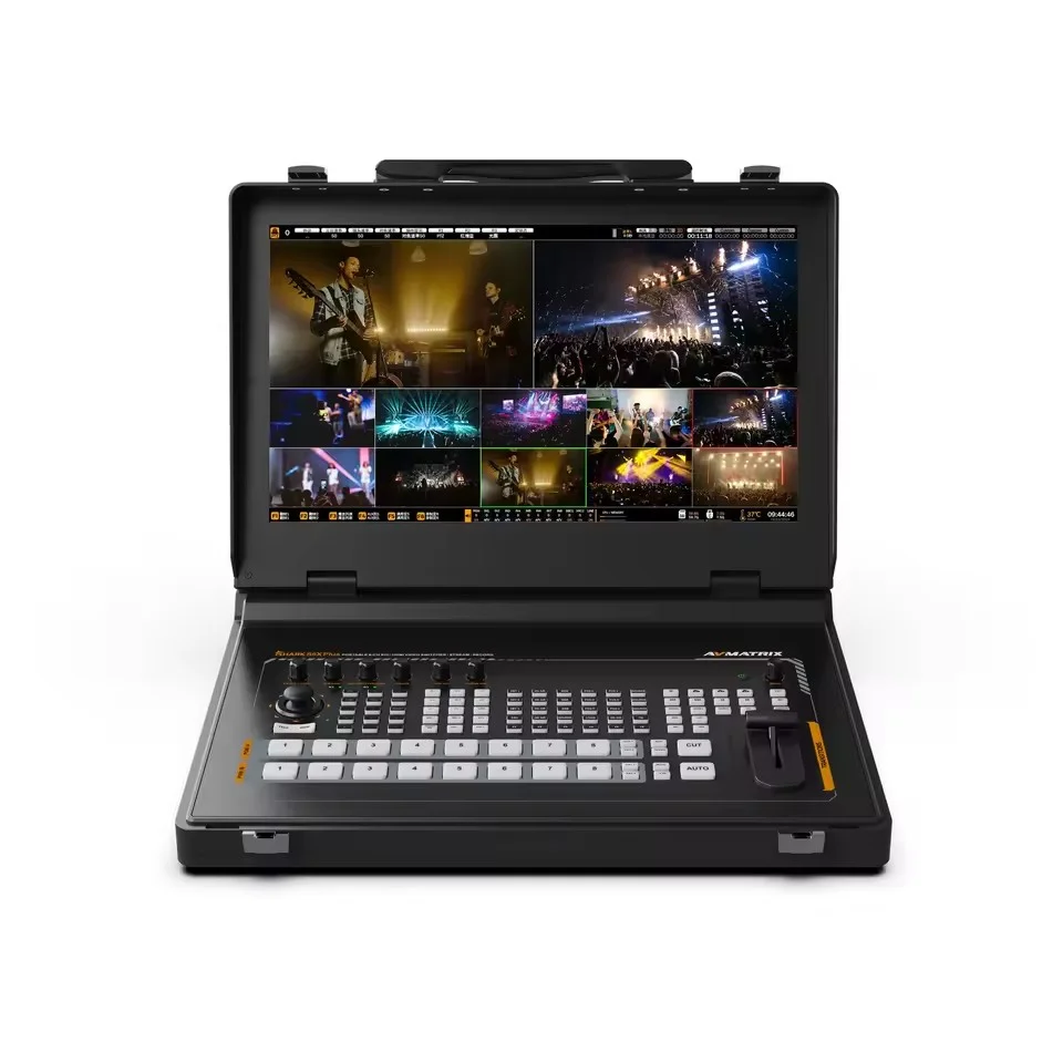 AVMATRIX SHARK S8X PLUS 17.3” 8CH SDI/ HDMI-compatible Video Switcher 8×3G-SDI and 2×4K HD, 1×BNC REF, 1×AUX PTZ control