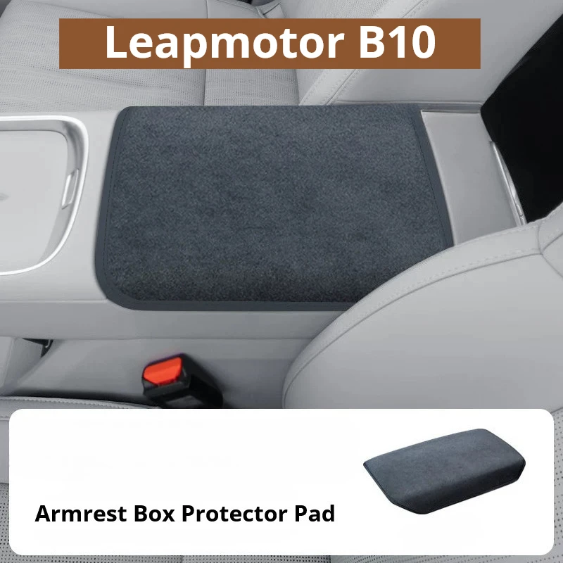 For Leapmotor B10 Center Console Cover Armrest Box Protector Pad Black Suede Interior Accessories