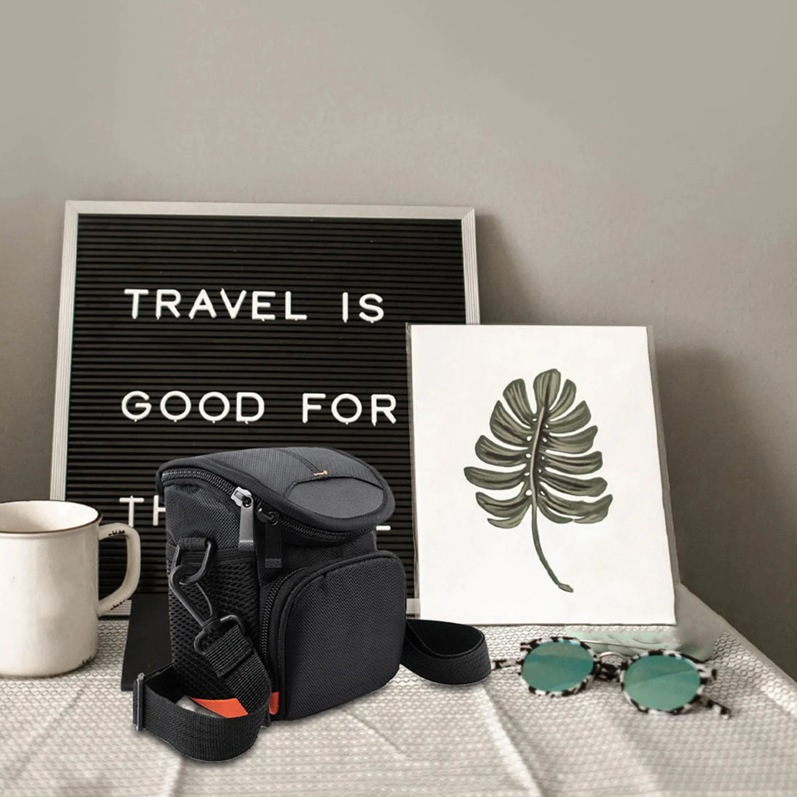

1Pcs Camera Shoulder Bag Layered Design Durable Nylon Protective Case Compatible A6000 A6300 A5100 Travel Storage Carrying Case