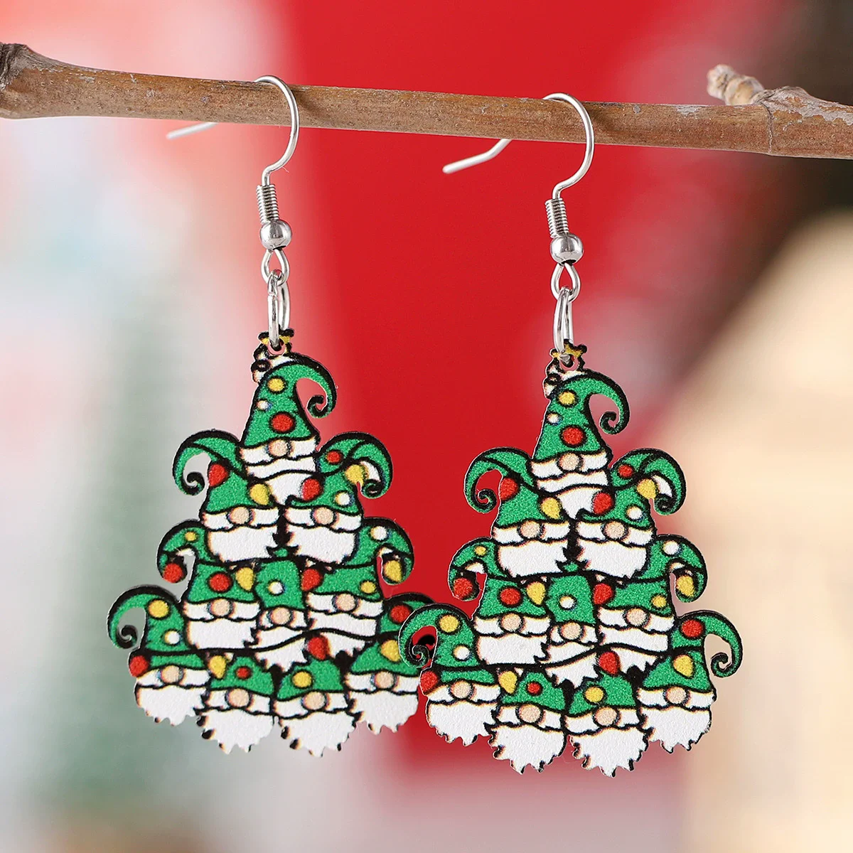 Новый Рождественский фонарь, карлик, рождественская елка, серьги-подвески, деревянные двусторонние серьги, креативный подарок на вечеринку