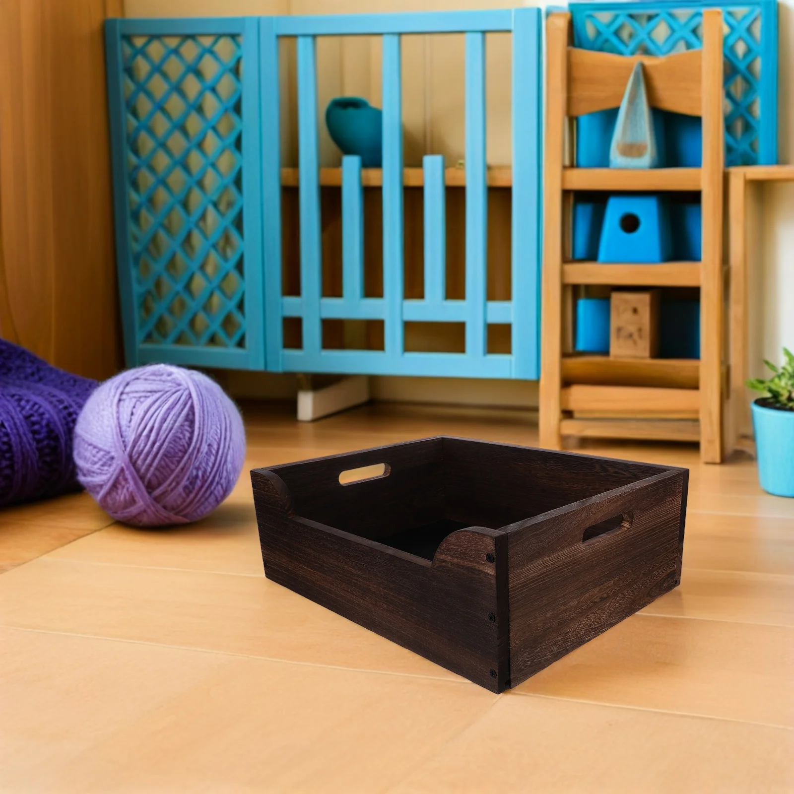 

Large Solid Wood Cat Litter Box Open Style High Sides Indoor Corner Tray Pet Toilet for Kittens 17.68x12.58x6.13 Inches Sturdy