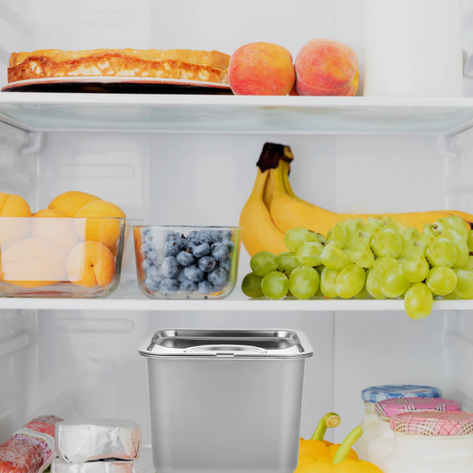 

Stainless Steel Ice Cream Container Household Pan Storage Tub Freezer Containers Metal Box For Yogurt Preservation