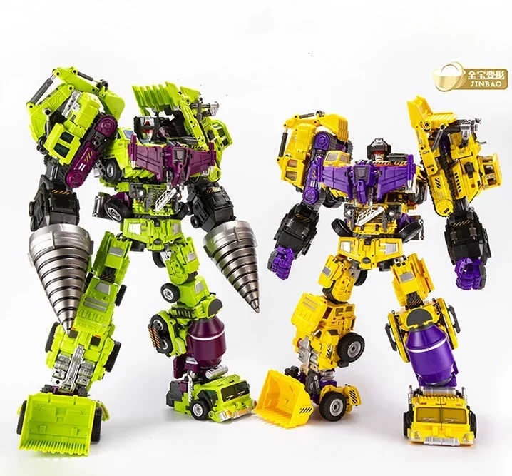 Best Price JINBAO Oversized Devastator 6pcs Full Set Engineering Green/ Yellow Robot Action Figure Toys Upgrade Kits