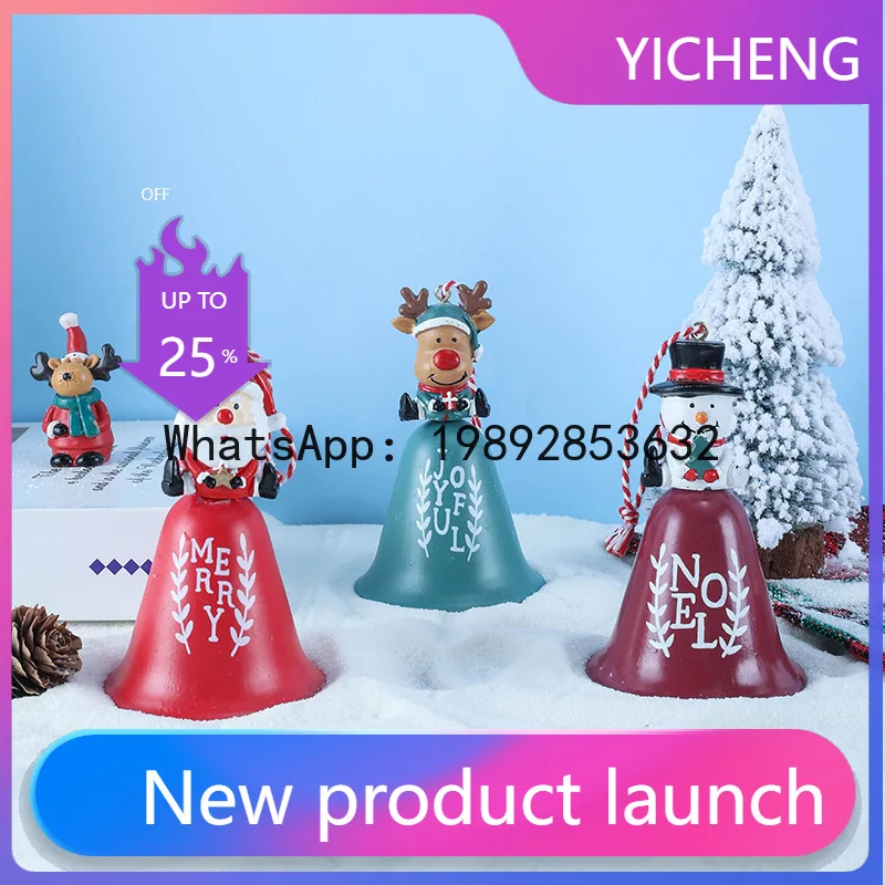 

Zz cute snowman reindeer bell ornament santa claus iron art craft pendant christmas tree decoration