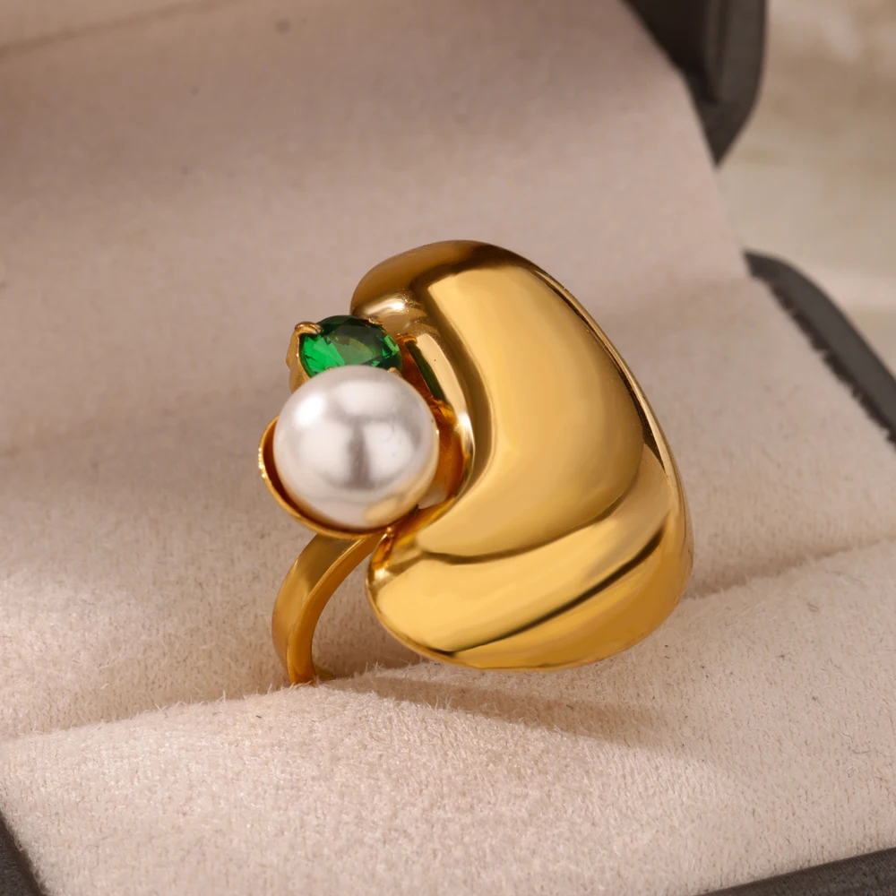 Irregular Geometric Open Rings for Women Stainless Steel Gold Color Adjustable Wedding Ring Aesthetic Fashion Jewelry Gift