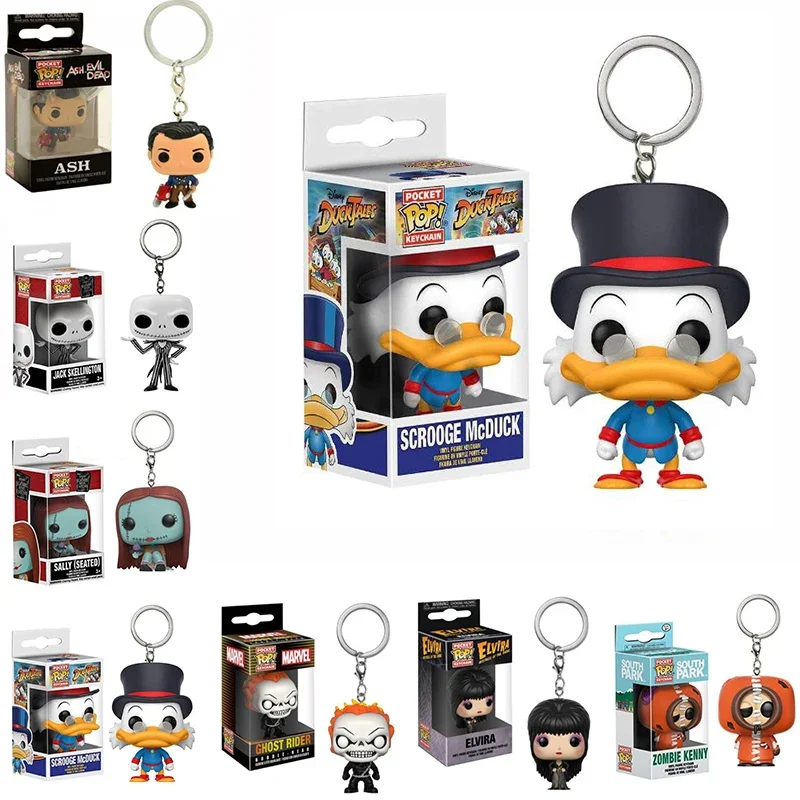 Funko POP  Keychain TINA BELCHER ASH SALLY SCROOGE McDUCK CHOST RIDER ELVIRA  ZOMBIE KENNY Action Figure Model toys