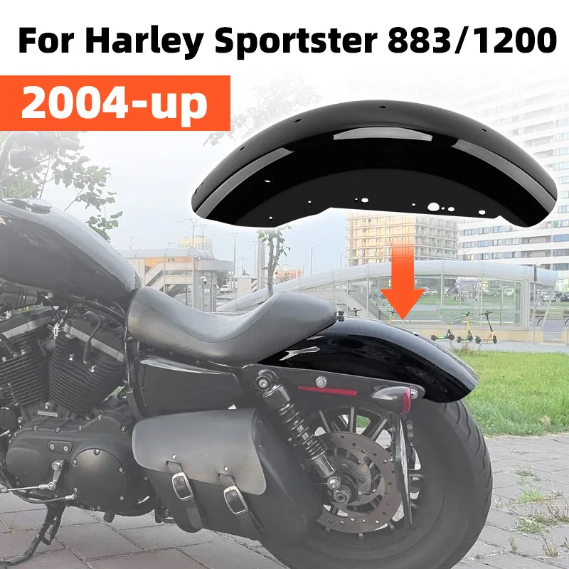 For Harley-Davidson Sportster XL 883 XL1200 48 72 2004-UP Motorcycle Accessories Rear Fender Gloss Black Mudguard Splash Cover