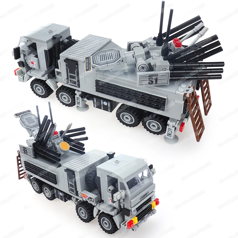 Military Modern Armor S1 Cannon In One Defense Sky Car Building Block Army Figures Weapons Equipment Model Child Gifts Boys Toys