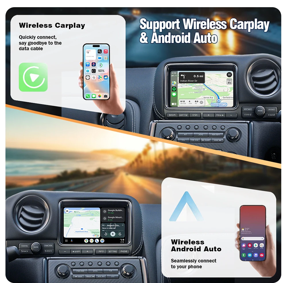 AUTOTOP Kabelloses CarPlay Nachrüst-Kit Decoder für Nissan Pathfinder Patrol GTR 370Z Quest 2013-2019 QX60 QX70 Android Auto GPS – Detail 3