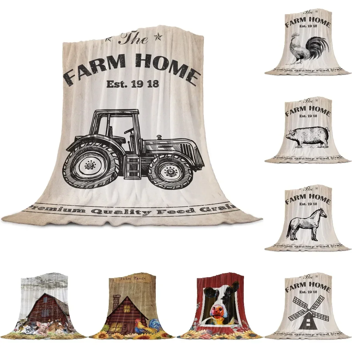 

Мягкое теплое фланелевое одеяло Farm Locomotive для дивана, кровати, плед из кораллового флиса, для сна и путешествий, размеры Queen, King, Twin