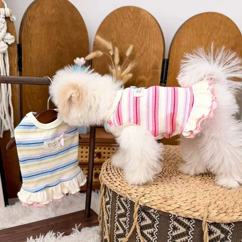 Dünnes Kühlkleid für Hunde Gestreifte Hundekleidung Sommer Welpenröcke Mädchen Hundekostüm Chihuahua Kleidung Bichon Hundezubehör 2026 Neu – Detail 7