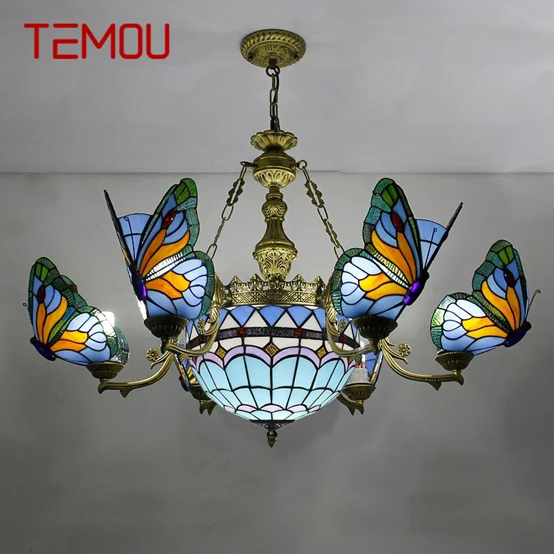 

Люстра-бабочка TEMOU, роскошная художественная гостиная, ресторан, спальня, вилла, отель, кафе-бар, КТВ, клуб, цветное стекло, подвесной светильник