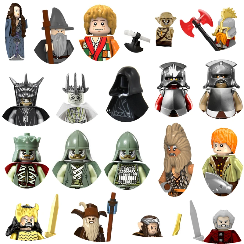 Modelo Medieval MOC, Ornamentos MOC, Brinquedo Senhor dos Anéis, Mini Figura de Ação de Anão, Presente, Ringwraith, Rei Bruxo de Angmar, Modelo 3