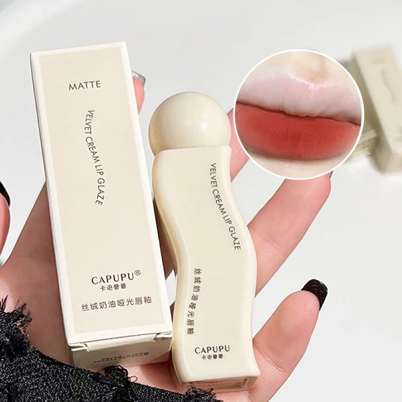 ครีมกํามะหยี่ lip glaze matte ไม่จางหายยาวนานความอิ่มตัวต่ํา day touch lip glaze lip โคลนลิปสติก