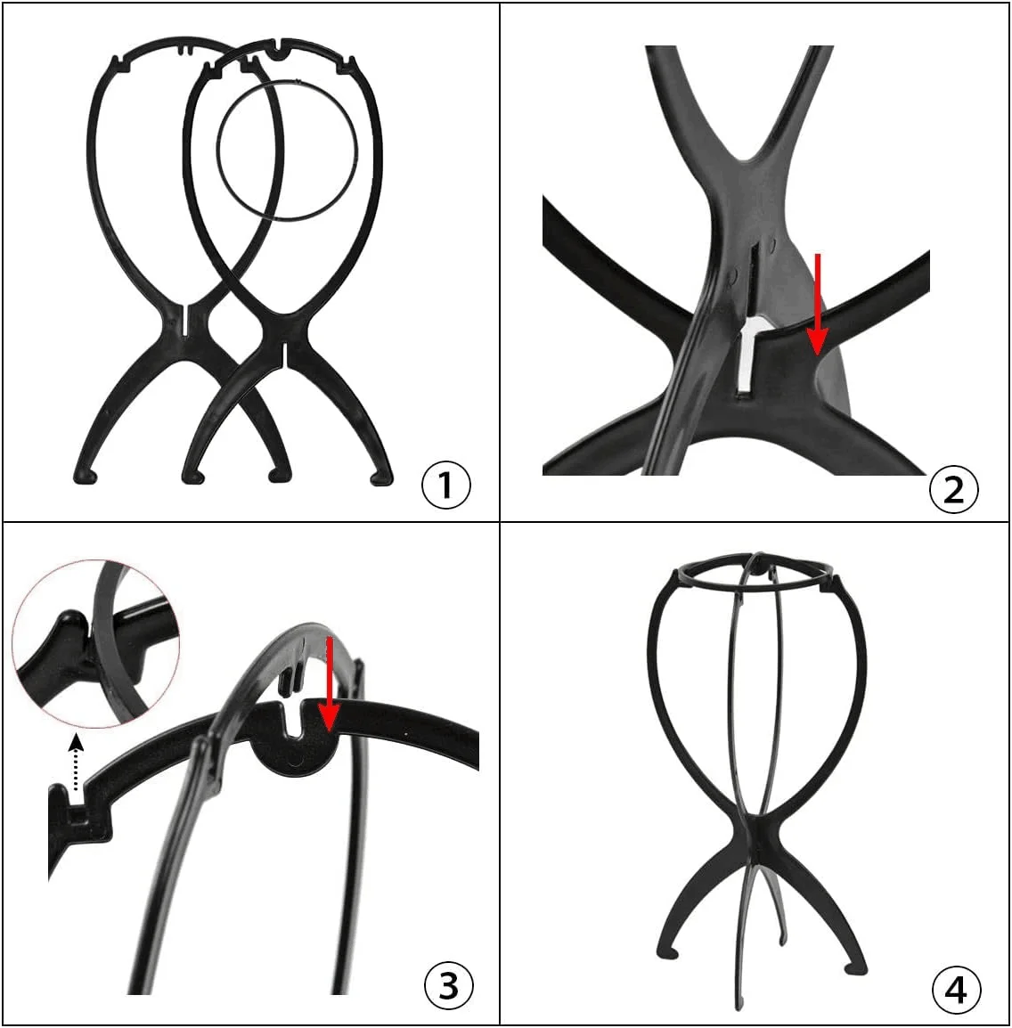 Portátil preto peruca suporte para perucas curtas, dobrável peruca titular, secador de viagem, peruca cabeça, 1 pc