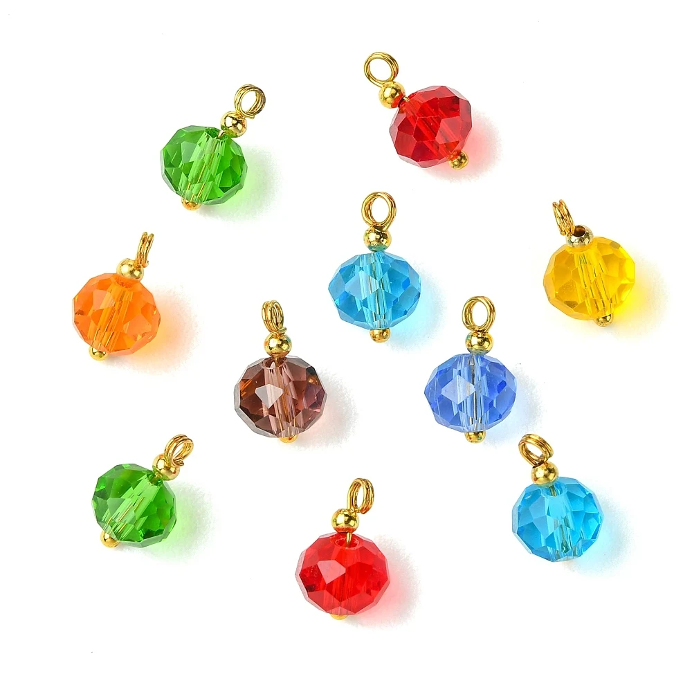150pcs Multicolor Faceted Crystal Glass Drop Charms Rondelle Pendants Handmade Accessories for Bracelet Necklace Jewelry Making
