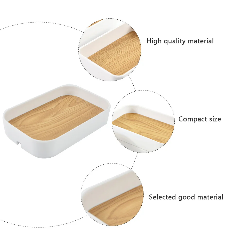 1pc Wood Grain Desktop Storage Box For Sundries Organizer Cosmetics Stationery Household Container Multipurpose Organizer