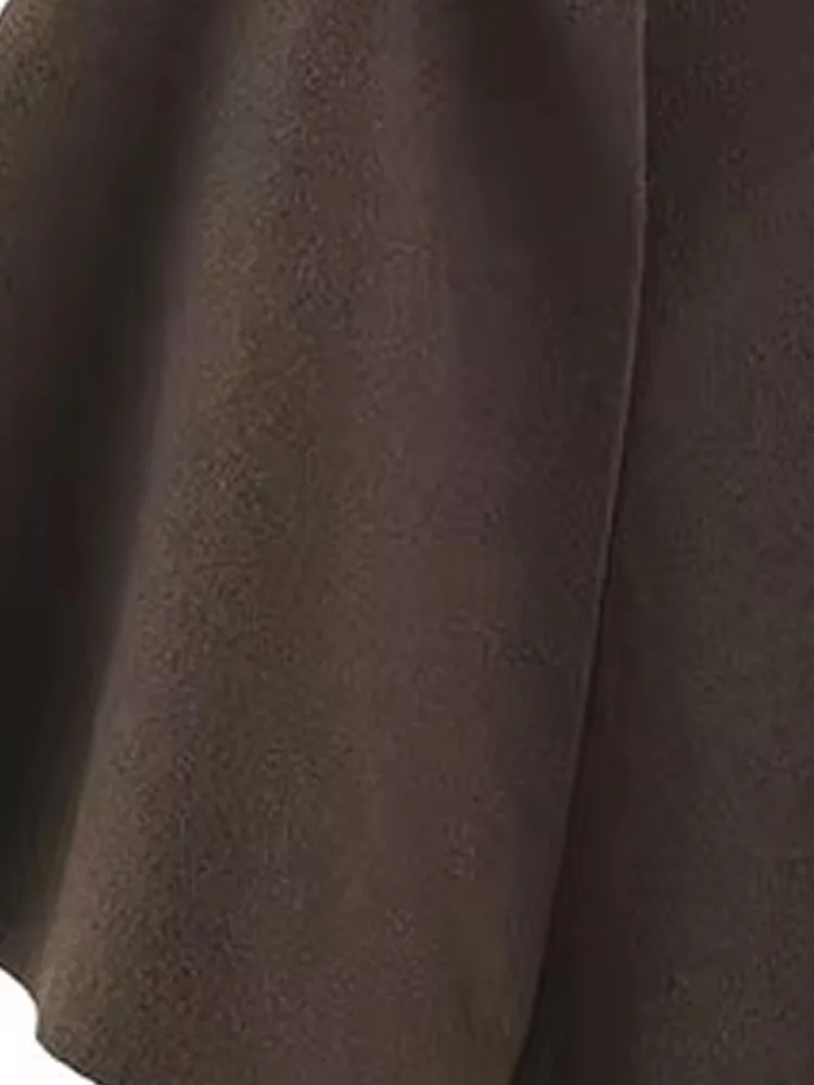 

Hh осенний новый вязаный свитер, многослойный дизайн, топ со средними рукавами, темпераментный ретро коричневый пуловер, теплая женская одежда с круглым вырезом