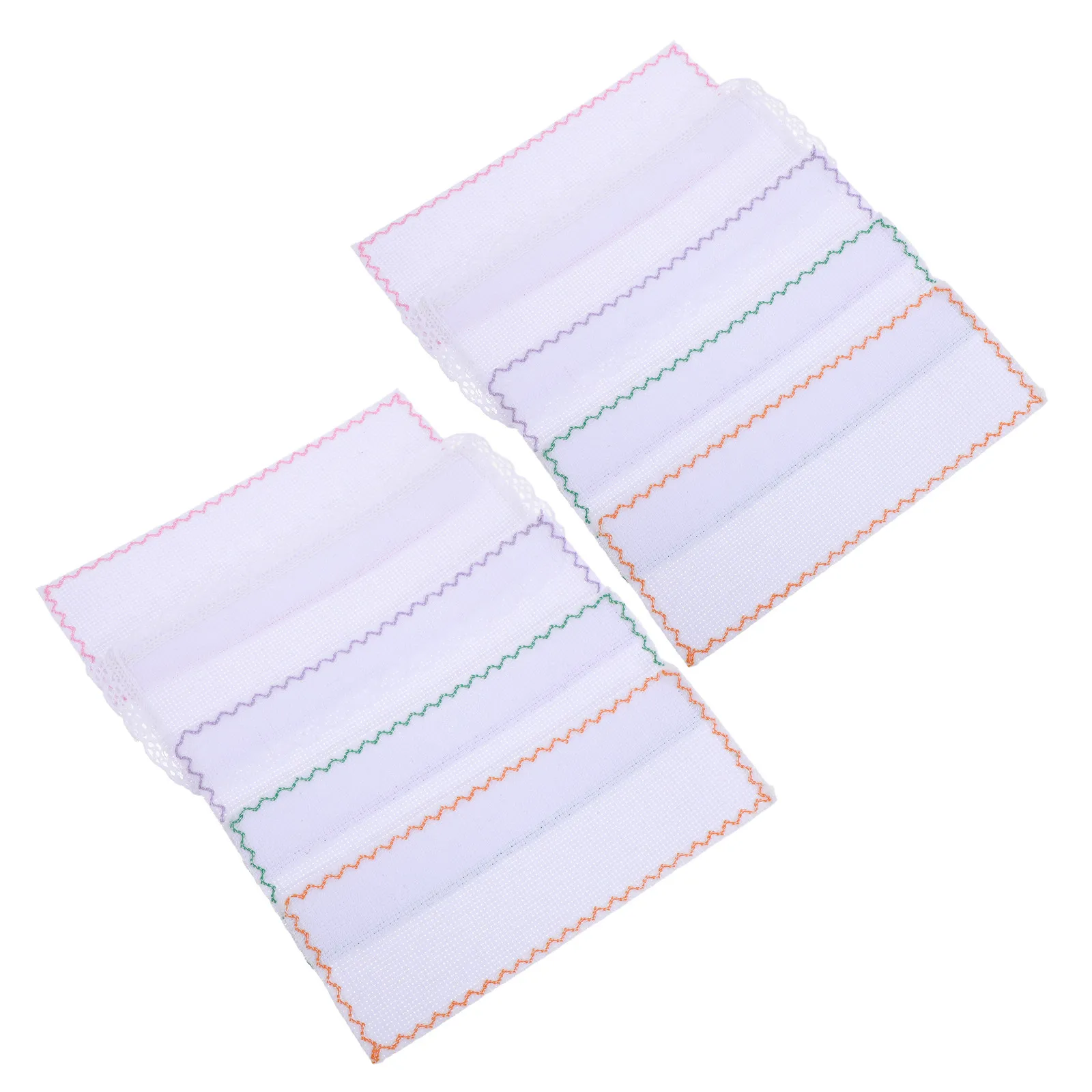10Pcs Cotton Cross Stitch Bookmarks Blank Embroidery Fabric Lace Edged Rectangle DIY Bookmarks for Reading and Craft 7.5x2.8