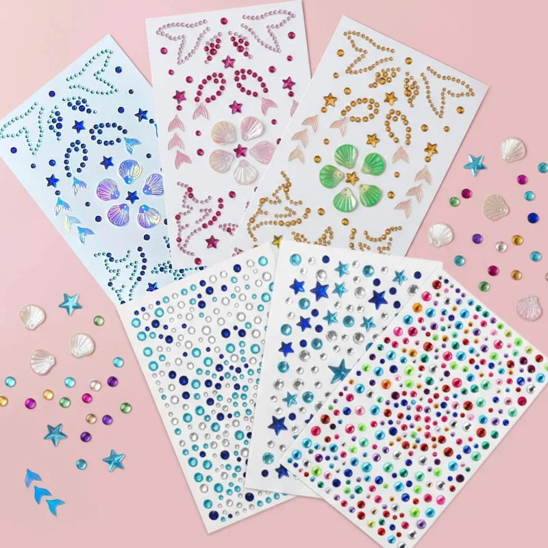 Colorful Starry Rhinestone Face Stickers for Party Makeup Diamond Decor Self Adhesive Premium Sparkle Cute Lightweight Daily