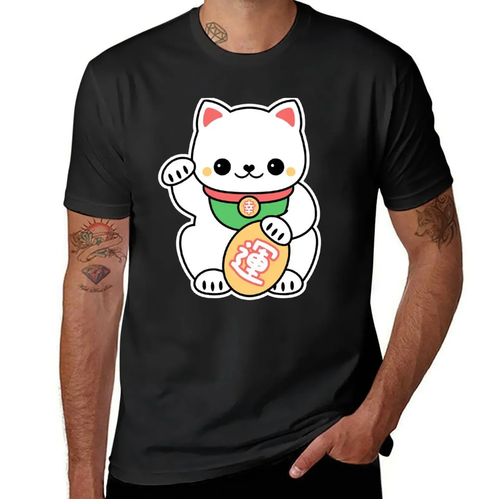 

Kawaii Maneki Neko T-Shirt anime clothes summer top fashion shirts essential t shirt heavy weight t shirts for men