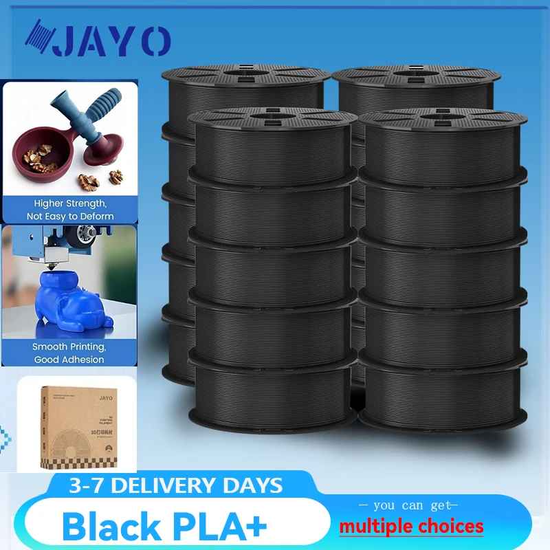 JAYO 3D PLA plus Filament 1,75 mm 3D-Drucker-Filament 1,1 kg/Rolle für FDM, ordentlich aufgerollt, farbiges 3D-Druckmaterial für 3D-Drucker