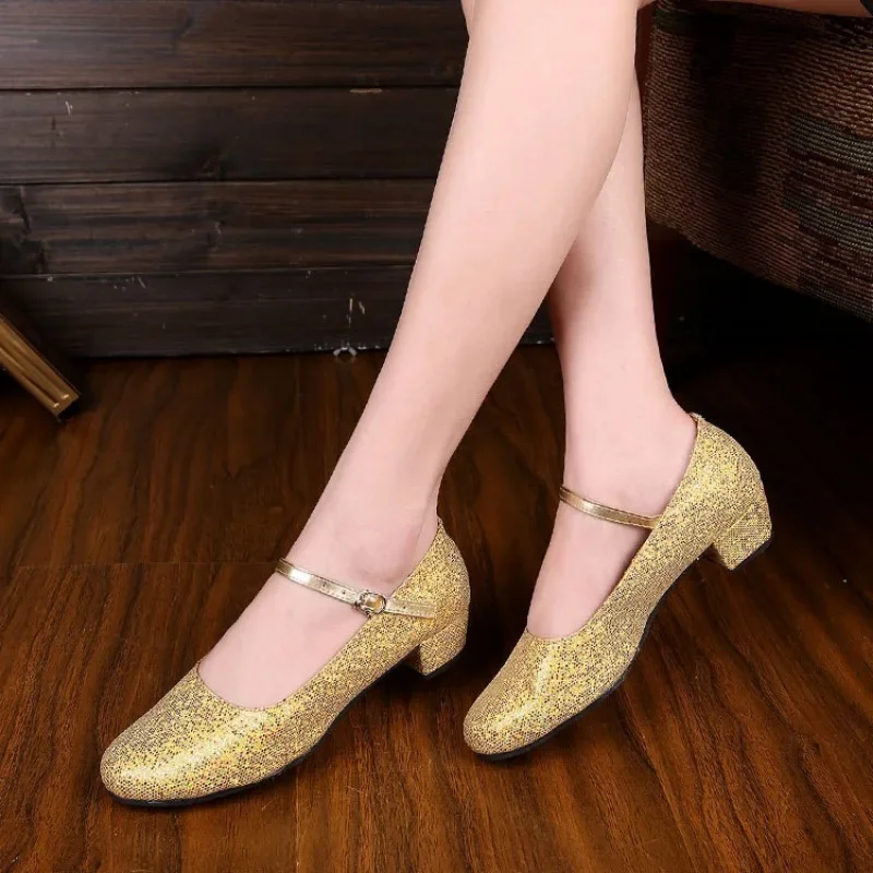 New Latin Chinese Women Soft Sole Shoes Female High Heel Dance Adult Heel Social Dance Modern Baotou Soft Bottom Woman Shoes