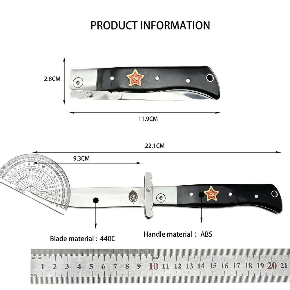 Finka NKVD KGB folding Knife Outdoor Knife Multi-purpose Camping Survival Tactics Pocket Tool EDC,440C blade ABS handle