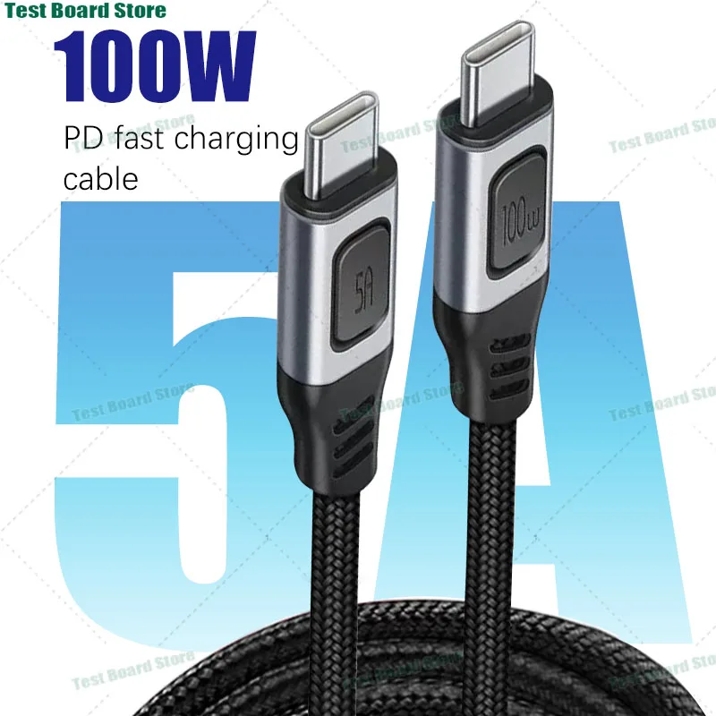 1Pce 5A Type-C to Type-C Fast Charging Data Cable PD100W USB C Fast Charging Cable for Huawei Pro, Xiaomi Samsung iPhone 15 iPad