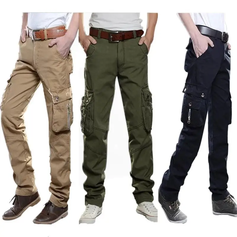 

Plus Size 28-40 Men Pocket Cargo Pants Casual Cotton Tactical Military Jogger Sweatpants No Belt