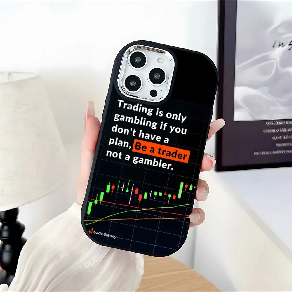 Day Trading Day Trader Trader Trading Phone Case Plating Camera Oval Soft Silicone For IPhone 16 15 11 12 13 14 Pro Max Thicken