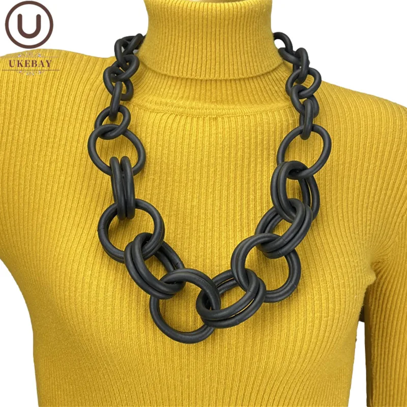 Ukebay New Necklace Handmade Rubber Jewelry Women Choker Necklaces Chokers Rubber Chains Vintage Ethnic Jewelry Gothic Chain