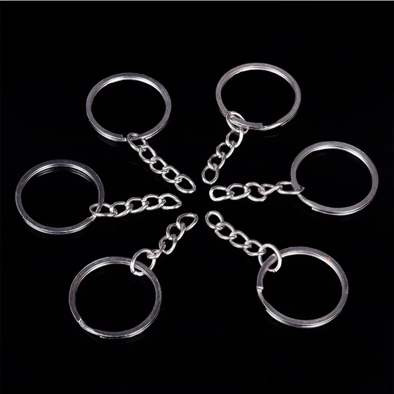 Hama Bead Accessories Metal Keychain with Chain Flat Double-layer Key Ring Hanging Ring Diy Accessories Metal Earth