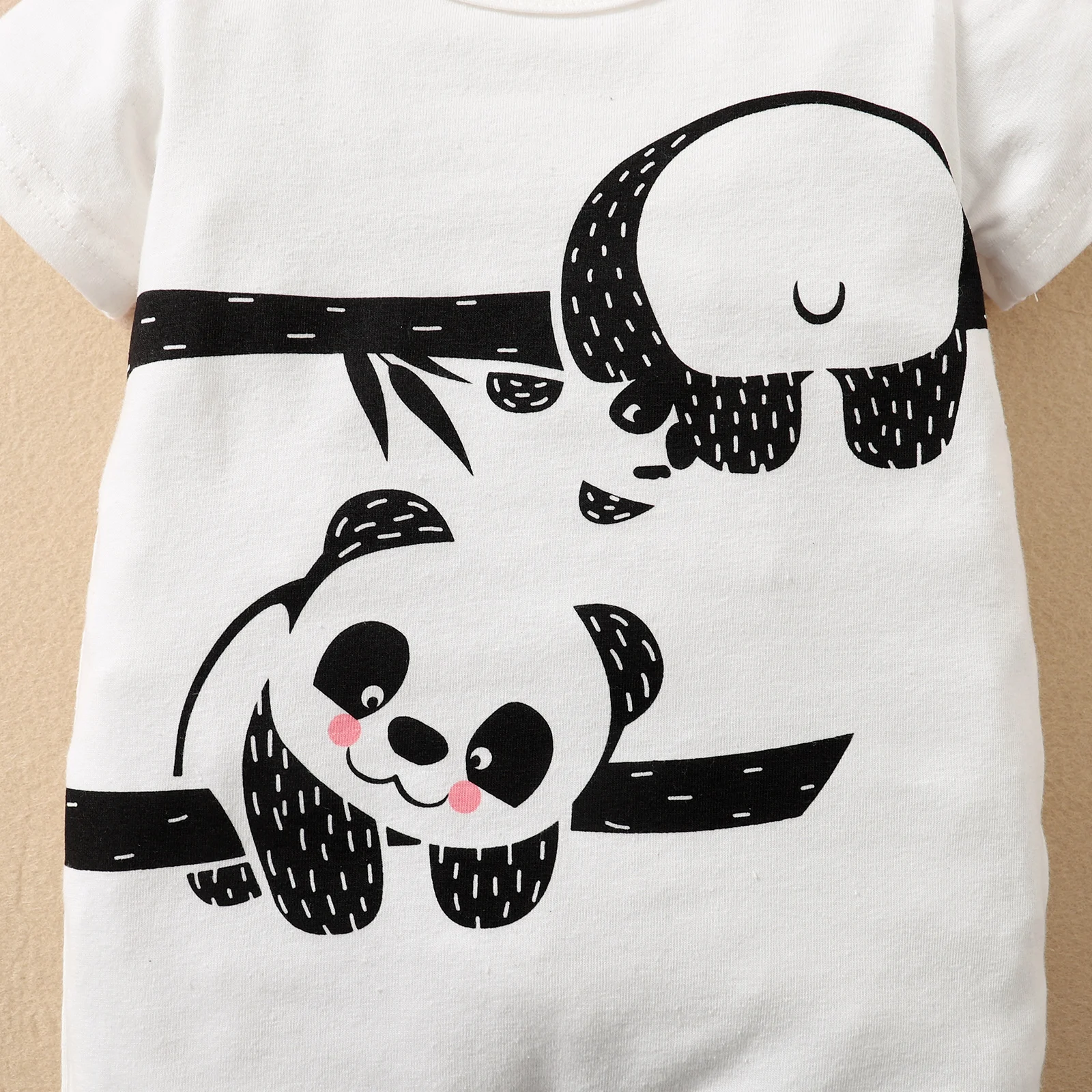 Summer Newborn Infant 0-1 Years Old Baby Boys Girls Romper Short Sleeve Panda Print Baby Clothing