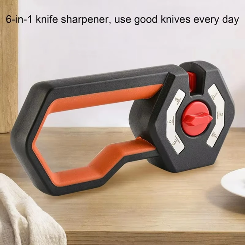 ABDJ-Cutter Sharpener With Adjustable Angle 6-Stage Manual Scissor Sharpener Non-Slip Handle Professional Kitchen Tool