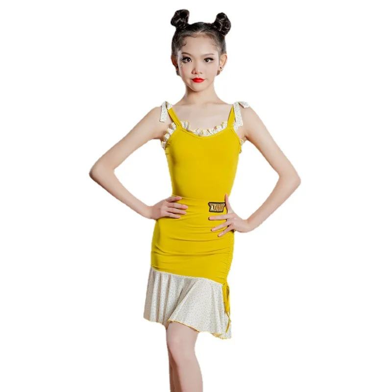 Customized Girls Latin Dance Dress for Children's Performance Costumes Ballroom Dance Competition Dresses