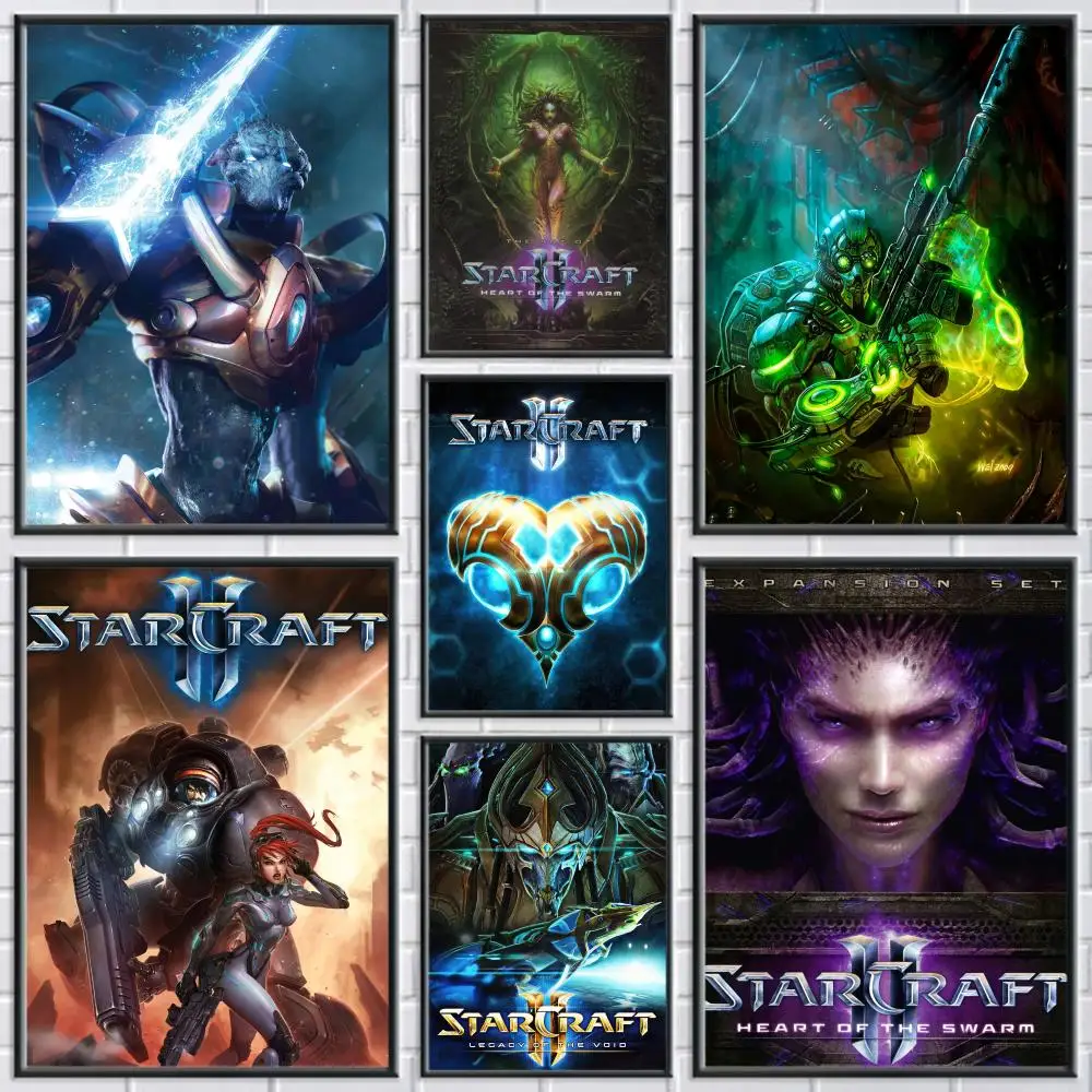 

Poster HD Art Sticky Wall Waterproof Home Living Room Bedroom Bar Aesthetic Decoration Game S-StarCraft 2