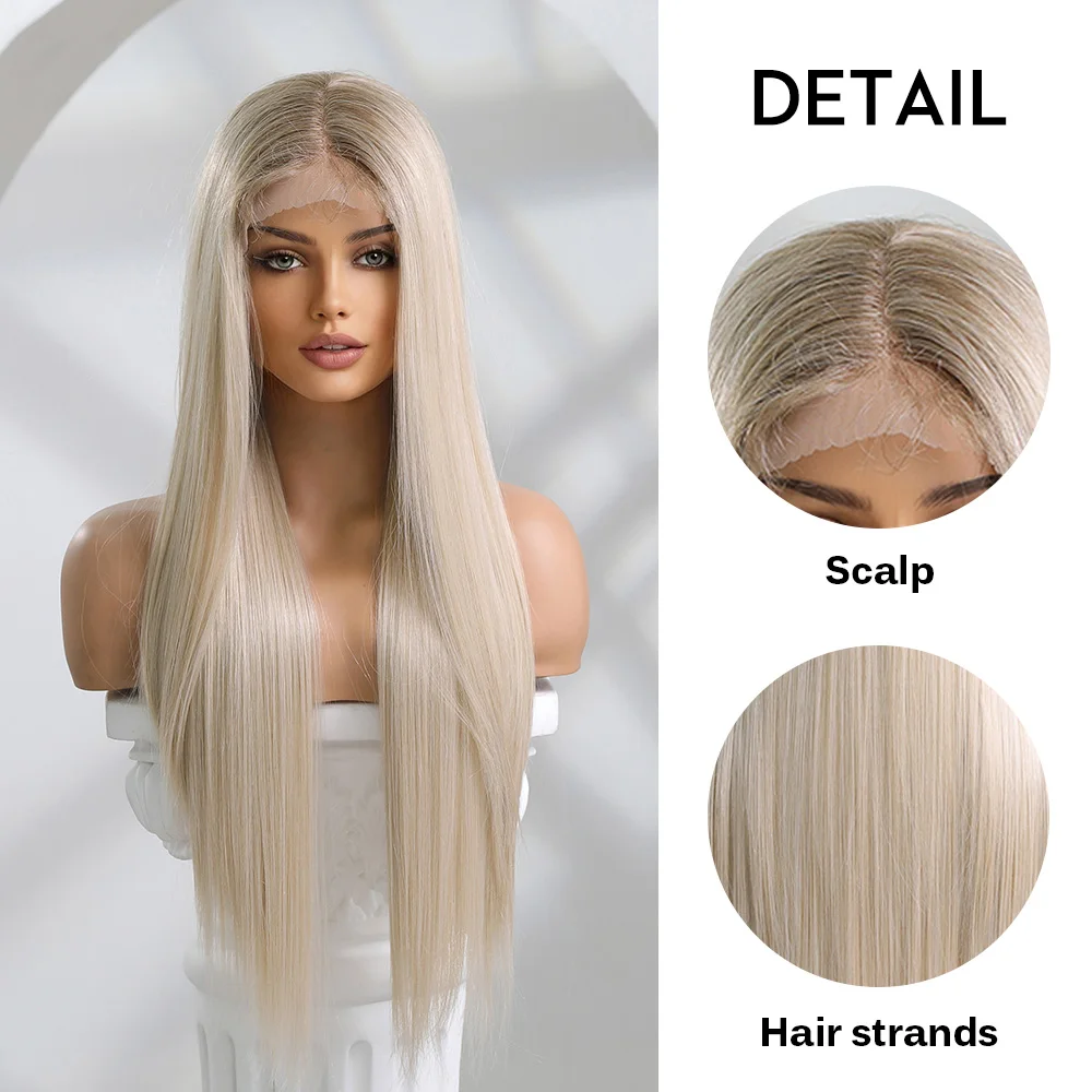 oneNonly Lace Front Wig Long Straight Blonde Wigs for Women Daily Party Cosplay Wedding High Density